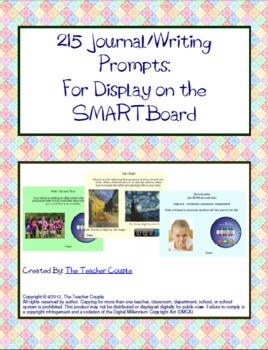 Preview of 215 Journal/Writing Prompts for the SMARTBoard