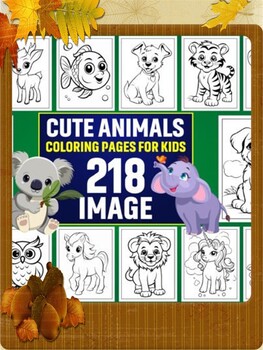 Preview of 218 Cute Animals Coloring Pages for Kids: "Coloring Safari Spectacle: 218 Pages