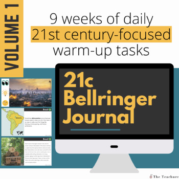 Preview of 21c Bellringer Journal | VOL 1. - Vocabulary, Grammar & RACE Warm Up Prompts