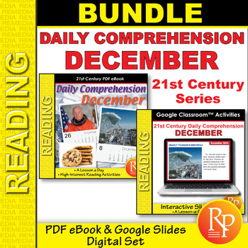 Preview of 21st Century DECEMBER Daily Comprehension:  Passages - Print & Google Activities