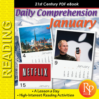 Preview of Daily JANUARY Nonfiction Stories - Reading Comprehension Worksheets