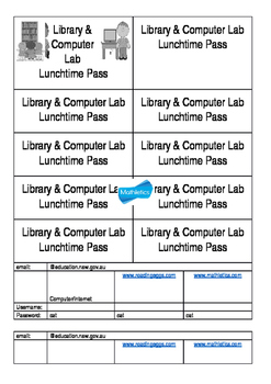 Preview of 21st Century Library Pass and log in cards