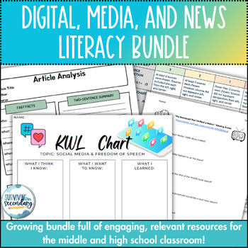 Preview of News Literacy, Media Literacy, and Digital Literacy Skills Growing Bundle