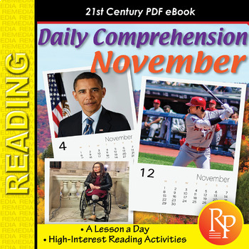 Preview of 21st Century NOVEMBER DAILY COMPREHENSION: High Interest Reading Activities
