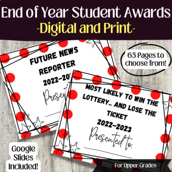 Preview of 22-23 Version- End of Year Class Awards- Digital and Print Options