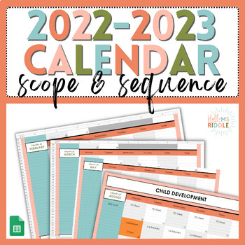 Preview of 22-23 Year / Monthly Calendar - Scope & Sequence | Editable