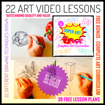 Preview of Art Video Lesson Tutorials plus Art Curriculum for Elementary and  Middle School