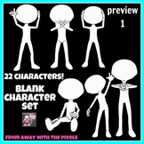 22 Blank Character Clip Art with Speech Bubbles, Draw Face