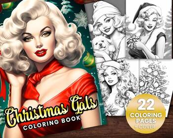 22 Christmas Gals Beautiful Women, Hair, holiday Coloring Page Book ...