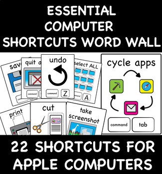 Preview of 22 Essential COMPUTER SHORTCUTS Word Wall for MAC COMPUTERS