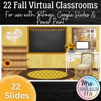 Preview of 22 Fall Autumn Virtual Classroom Backgrounds for Bitmoji™ & Google Slides™
