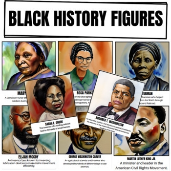 Preview of 22 Famous Black History Civil Rights Figures Posters Cliparts With Biographies