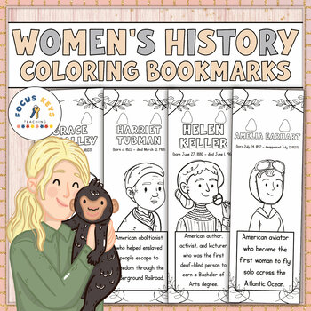 Preview of 22 Famous Women in History Coloring Bookmarks - Women's History Month
