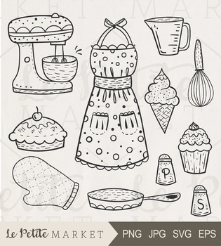 22 Piece Baking and Cooking Clip Art Set, Baking Clipart, Cooking Clipart