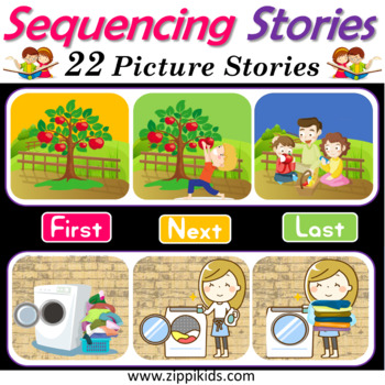 Preview of Sequencing Stories with Picture Cards, Fun Fridays, Virtual - Google Slides/PPT