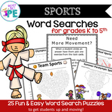 25 Sport Themed Wordsearch Puzzles Bundle