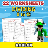 22 WORKSHEETS of DIVISION 0 to 12 - ROBLOX Theme