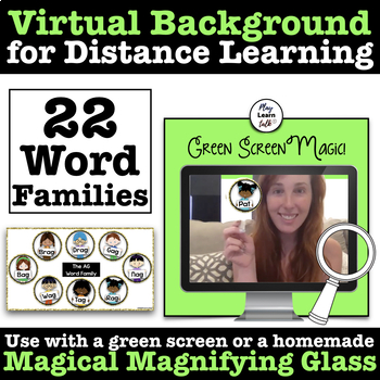 Preview of 22 Word Families - Virtual Zoom Backgrounds for Kindergarten Distance Learning