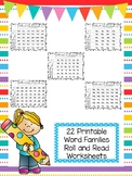 22 Word Family Roll and Read Worksheets