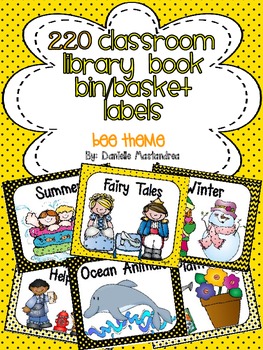 Preview of Classroom Library Labels | Book Bin Labels | Bee Theme | Set 1