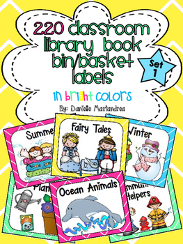 Preview of Classroom Library Labels | Book Bin Labels | Bright Colors Theme | Set 1