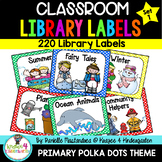 220 Classroom Library Book Bin / Basket Labels {Primary Polka Dots}