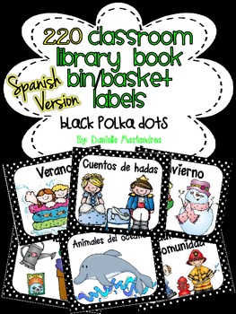 Preview of Spanish Classroom Library Labels | Book Bin Labels | Black & White | Set 1