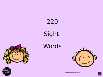 Preview of 220 Dolch Sight Words with Words read to students