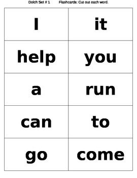 Preview of Dolch Words Flashcards: Comic Sans