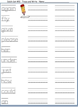 Dolch Words Worksheets: Writing Form - Trace 1X & Write 2X | TPT