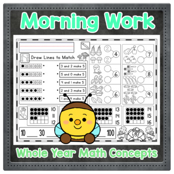 Preview of 220+ Pgs Morning Work  - All Year Math - KG & 1st | +Projectable Answers!