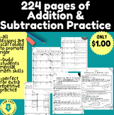 224 PAGES OF ADDITION AND SUBTRACTION PRACTICE-regrouping,