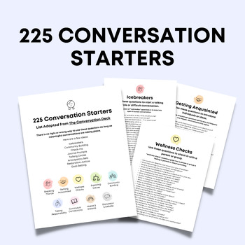 Preview of 225 Conversation Starters/Journal Prompts