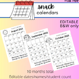 23/24 EDITABLE Snack Calendars - Elementary Parent Communi