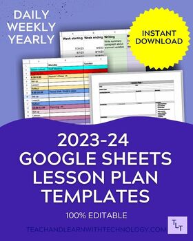 Preview of 23-24 Elementary Digital Lesson Plan Template EDITABLE BUNDLE - Google Sheets