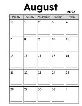 23-24 Monthly Calendars for Daily Folders by Emily Fernandez | TPT