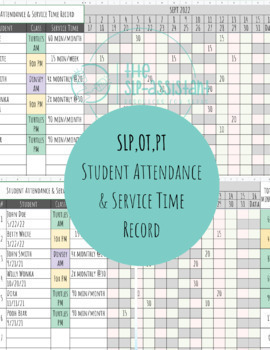 Preview of 23-24 Student Attendance & Service Time Record (SLPs, OT, PTs)