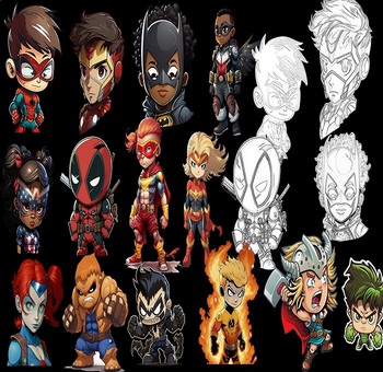 Preview of 25 Best  Super Heroes Digital Sticker & clip art & illustrations & Images