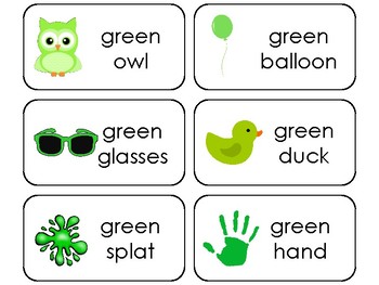 23 color green printable flashcards preschool kindergarten by teach at