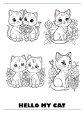 23 Cute Cat With Floral Flower Coloring Pages