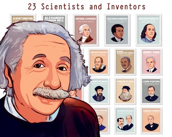 Preview of 23 Famous Scientists and Inventors Posters, STEM Classroom Decor,Biographies