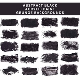 23 Hand painted abstract black acrylic paint grunge backgrounds.