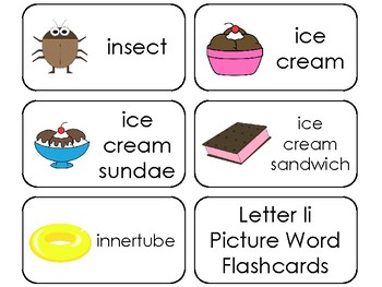 23 Letter Ii Printable Picture and Word Flashcards. Preschool-Kindergarten