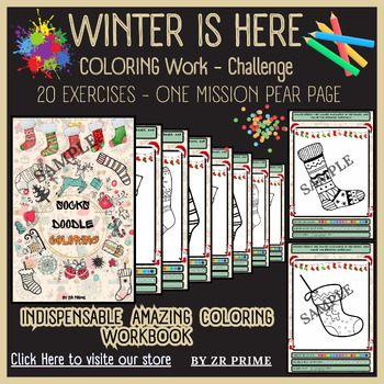 Preview of 23 Pges Winter Is Here - Coloring Book - For Kids - prek to 2nd - challenge
