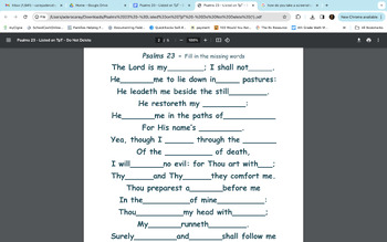 Preview of 23 Psalms -Write it - Fill in the blanks- Read it!