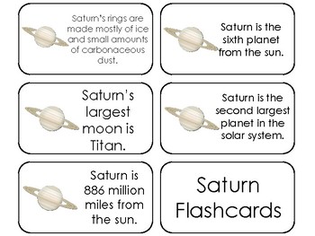 Preview of 23 Saturn Printable Planet Facts Astronomy Flashcards.
