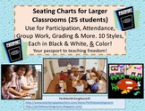 23 Seating Charts for the Large Classroom, Black & White & Color.