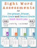 Sight Word Assessments (Dolch Lists) for Grades K, 1, 2