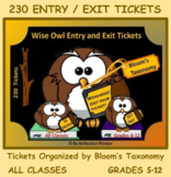 230 Entry and Exit Tickets: Organized by Bloom's Taxonomy,