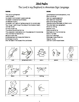 Preview of 23rd Psalm  --   The Lord is my Shepherd in American Sign Language